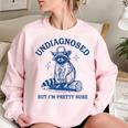 Cowboy Raccoon Meme Women's Oversized Sweatshirt | Fun & Cozy Vibe Light Pink