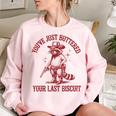 Cowboy Raccoon Oversized Sweatshirt | Funny Western Women's Top Light Pink
