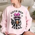 Cute Colorful Raccoon Sweatshirt for Women | Casual Fun Style Light Pink