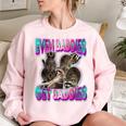 Even Baddies Get Saddies Raccoon Oddly Specific Meme Women's Oversized Sweatshirt Light Pink
