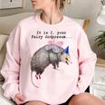 Fairy Godpossum Women's Oversized Sweatshirt – Raccoon Trash Panda Theme Light Pink