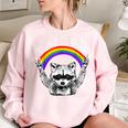 LGBTQ Pride Raccoon Sweatshirt - Rainbow Oversized Women's Top Light Pink