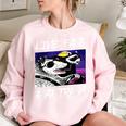 Live Fast Eat Trash Women's Sweatshirt - Oversized Street Cats & Raccoons Light Pink
