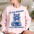 Moody Raccoon Meme Women's Oversized Sweatshirt - Fun & Cozy Light Pink