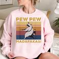 Pew Pew Madafakas Raccoon Vintage Women's Oversized Sweatshirt Light Pink