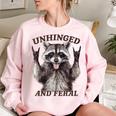 Raccoon Feral Summer Women's Oversized Sweatshirt | Retro Wildlife Light Pink