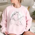 Raccoon Guitarist Women's Oversized Sweatshirt – Cozy Lunar Vibe Light Pink