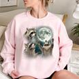 Raccoon Howling Moon | Cursed Women's Oversized Sweatshirt Light Pink
