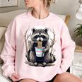Raccoon Instant Noodle Cup Unisex Oversized Sweatshirt Light Pink