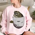 Raccoon Lover Oversized Women's Sweatshirt - Animal Fun Theme Light Pink