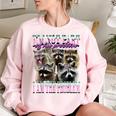 Raccoon Meme Oversized Women's Sweatshirt | Fun & Cozy Apparel Light Pink