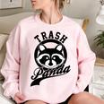 Raccoon Meme Oversized Women's Sweatshirt | Funny Trash Panda Design Light Pink