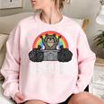 Raccoon & Street Cat Humor Sweatshirt- Oversized for Women & Kids Light Pink