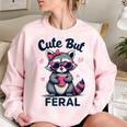Raccoon Sweatshirt - Oversized Women's Cute & Funny Summer Top Light Pink