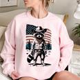 Racoon Cowboy Sweatshirt - Vintage Country Western Style Light Pink
