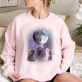 Rats Howling At The Moon Women's Oversized Sweatshirt | Cozy Nightwear Light Pink