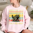 Retro First Of All I'm A Delight Angry Raccoon Animal Women's Oversized Sweatshirt Light Pink