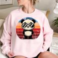 Retro Panda Women's Oversized Sweatshirt - Fun BBQ Style Light Pink