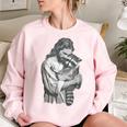 Retro Raccoon Rock Music Men Kids Women Raccoon Women's Oversized Sweatshirt Light Pink