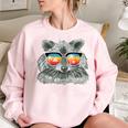 Retro Raccoon Women's Oversized Sweatshirt - Animal Lover Gift Light Pink