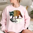 Retro Trashpanda On The Half Moon Vintage Raccoon Women's Oversized Sweatshirt Light Pink