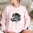 Save The Trash Pandas Raccoon Animal Lover Women's Oversized Sweatshirt Light Pink