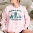 Support-Local-Street-Cat Vintage Raccoon Opossum Skunk Women's Oversized Sweatshirt Light Pink