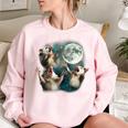 Three Possum Moon Women’s Sweatshirt – Oversized & Quirky Meme Style Light Pink