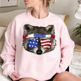 USA Patriotic Raccoon Oversized T-Shirt for Women - July 4th Theme Light Pink