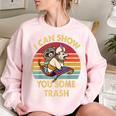 Vintage Raccoon Lover Sweatshirt - Women's Oversized Cozy Wear Light Pink