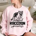 Vintage Raccoon Sweatshirt - Oversized Women's Cozy Style Light Pink