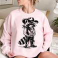 Western Raccoon Cowboy Cowgirl Sweatshirt | Country Style Unisex Women Light Pink
