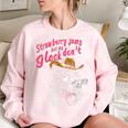 Women's Oversized Sweatshirt - Quirky Raccoon & Strawberry Jam Theme Light Pink