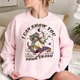 Women's Oversized Sweatshirt - Racoonicorn Fun & Playful Fashion Light Pink