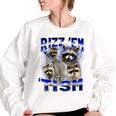 Autistic Raccoon Rizz Women's Oversized Sweatshirt - Fun & Quirky Meme Top White