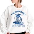 Cowboy Raccoon Meme Women's Oversized Sweatshirt | Fun & Cozy Vibe White