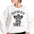 Cowboy Raccoon Oversized Sweatshirt for Women | Western Howdy Style White