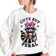 Cute Colorful Raccoon Sweatshirt for Women | Casual Fun Style White