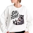 Cute But Feral Panda Raccoon Costume Raccoon Trash Women's Oversized Sweatshirt White