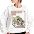 Dream Big Raccoon Oversized Sweatshirt | Cozy Women's Raccoon Top White