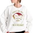 First Of All I'm A Delight Sarcastic Raccoon Lover Women's Oversized Sweatshirt White