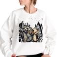 Let's Get Trashed Raccoon And Opossum Drinking Beer Women's Oversized Sweatshirt White