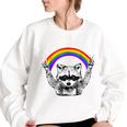 LGBTQ Pride Raccoon Sweatshirt - Rainbow Oversized Women's Top White