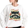 Live Fast Eat Trash Retro Trash Panda Raccoon Women's Oversized Sweatshirt White