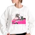 Get In Loser We’Re Going Feral Raccoon Opossum Meme Women's Oversized Sweatshirt White