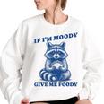 Moody Raccoon Meme Women's Oversized Sweatshirt - Fun & Cozy White