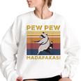 Pew Pew Madafakas Raccoon Vintage Women's Oversized Sweatshirt White