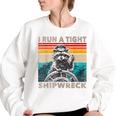 Raccoon Captain - Vintage Women's Oversized Sweatshirt | Nautical Charm White