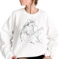 Raccoon Guitarist Women's Oversized Sweatshirt – Cozy Lunar Vibe White