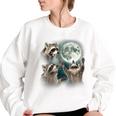 Raccoon Howling Moon | Cursed Women's Oversized Sweatshirt White
